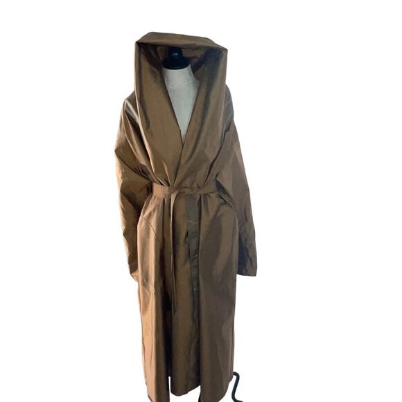 Mycra Pac Designer Wear Womens Coat Size Large Gold Reversible Pockets Belt - Picture 2 of 10